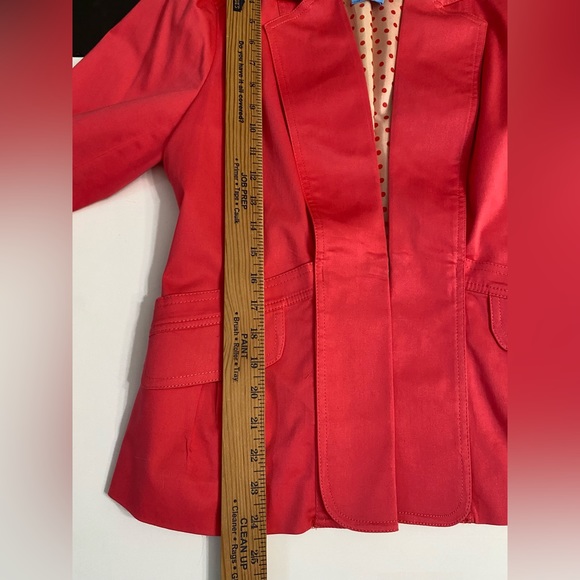 V Cristina Coral Pink Spring Blazer Women’s Size L with polka dot liner - Picture 4 of 12